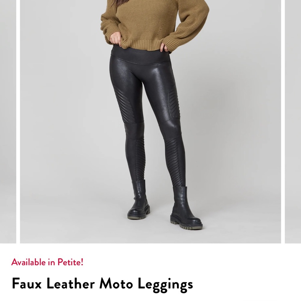 SPANX faux motto leather leggings size L